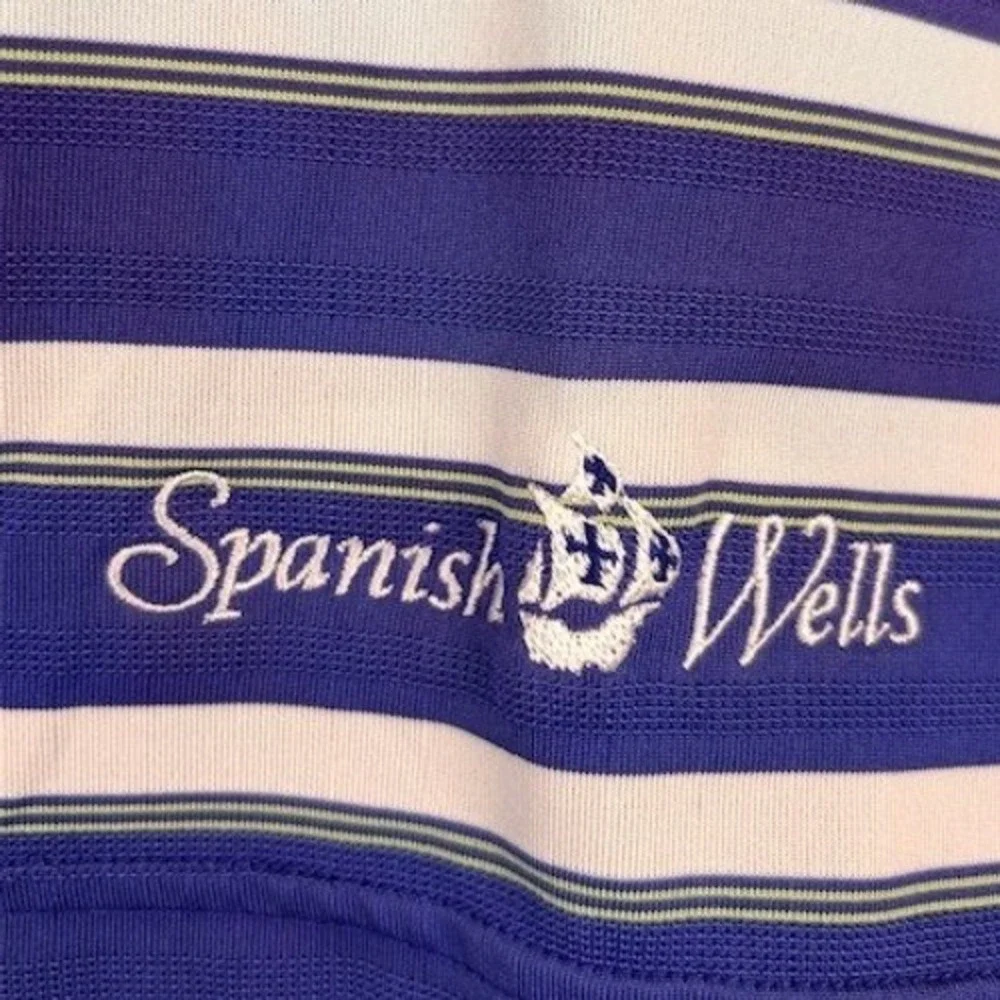 Adidas‎ Climalite Mens Periwinkle/White Striped Golf Polo Spanish Wells Large